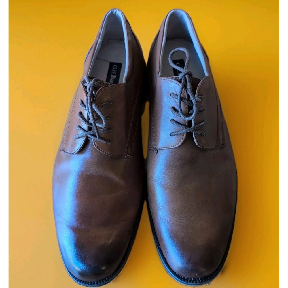 SZ 10 M - G.‎ H. Bass & Co Huxtable Shoes Men's Brown Leather Burnished Toe EUC